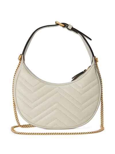 Gucci Gg Marmont Half-moon Shaped Mini Bag In Weiss
