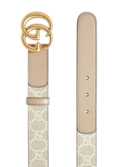 Shop Gucci Gg Marmont Thin Belt In Weiss