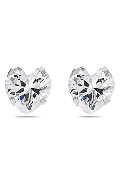 Shop Best Silver 14k White Gold Prong Set Cz Heart Stud Earrings