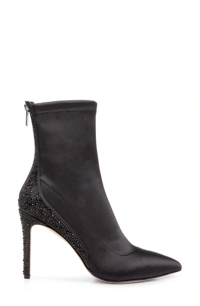 Shop Jewel Badgley Mischka Joss Bootie In Black Satin