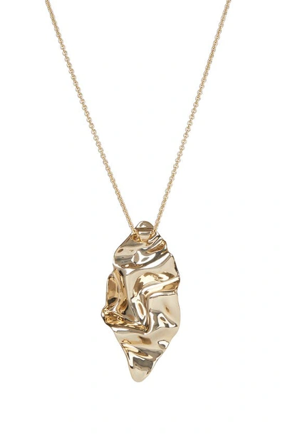 Shop Alexis Bittar Asteria Nova Crumpled Metal Long Pendant Necklace In 10k Gold