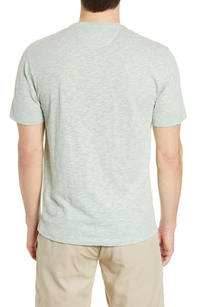 Shop Faherty Short Sleeve Heathered Henley In Woodsy Green Heather