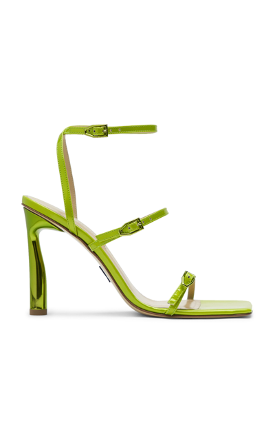 Shop Paul Andrew Slinky Patent Leather Sandals In Lime Green