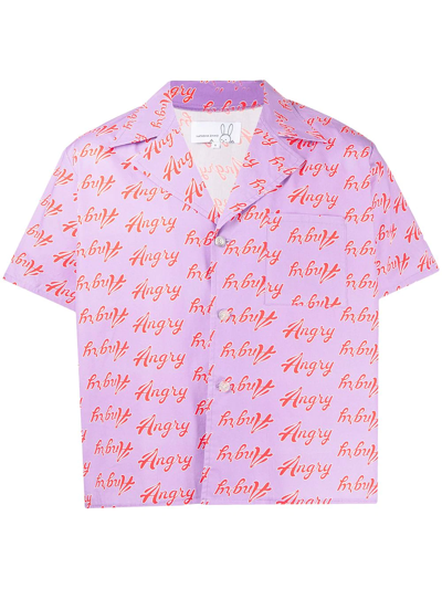 Shop Natasha Zinko Slogan-print Short-sleeved Shirt In Purple