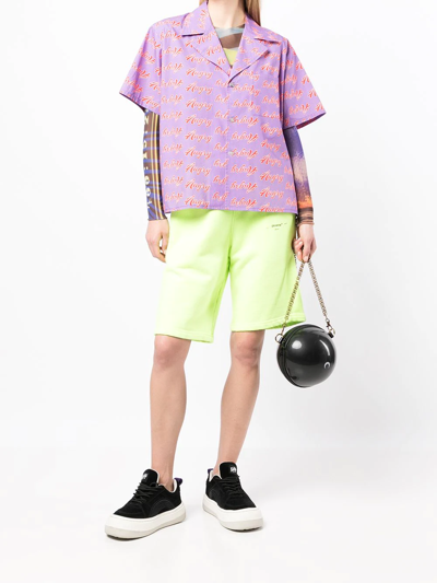 Natasha Zinko Slogan-print Short-sleeved Shirt In Purple