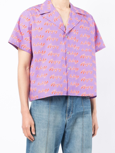 Natasha Zinko Slogan-print Short-sleeved Shirt In Purple