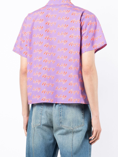 Shop Natasha Zinko Slogan-print Short-sleeved Shirt In Purple
