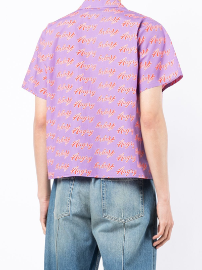 Natasha Zinko Slogan-print Short-sleeved Shirt In Purple