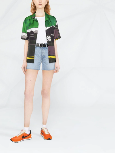 7 For All Mankind Billie Raw-hem Mid-rise Denim Shorts In Blue