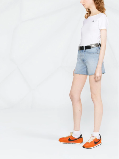 7 For All Mankind Billie Raw-hem Mid-rise Denim Shorts In Blue