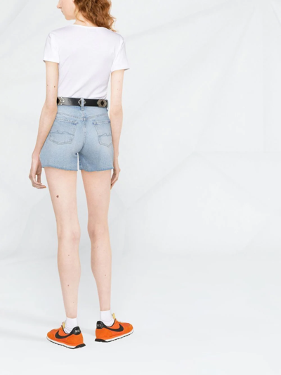 7 For All Mankind Billie Raw-hem Mid-rise Denim Shorts In Blue