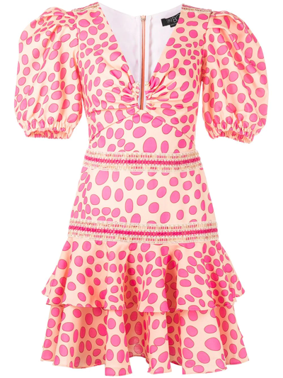 Patbo Polka-dot Lace-trim Mini Dress In Rosa