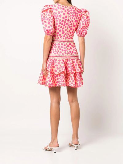 Shop Patbo Polka-dot Lace-trim Mini Dress In Rosa