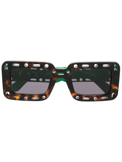 Shop Off-white Mercer Square-frame Sunglasses In Brown