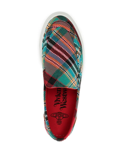 Shop Vivienne Westwood Tartan Orb-print Sneakers In Weiss