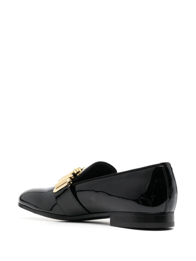 Shop Moschino Maxi Logo Lettering Loafers In Schwarz