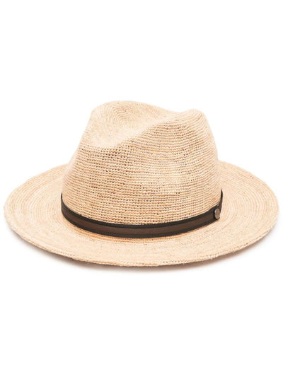 Shop Borsalino Interwoven Straw Hat In Nude