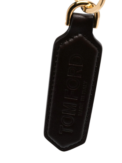 Shop Tom Ford Logo Embossed Keyring In Braun