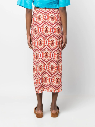 Shop Etro Graphic-print Sarong Skirt In Orange