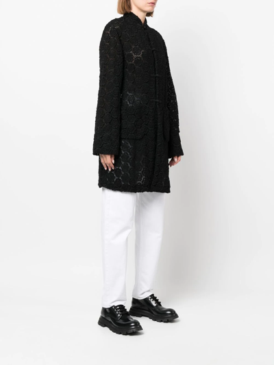 Shop Comme Des Garçons Comme Des Garçons Floral-embroidered Tailored Coat In Schwarz