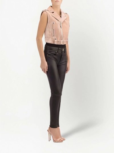 Giuseppe Zanotti Amelia Crystal Cropped Biker Jacket In Rosa