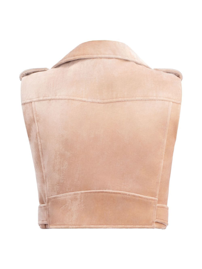 Giuseppe Zanotti Amelia Crystal Cropped Biker Jacket In Rosa