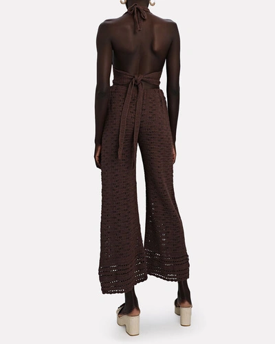 Shop Akoia Swim Zo Crocheted Top And Pants Set In Brown