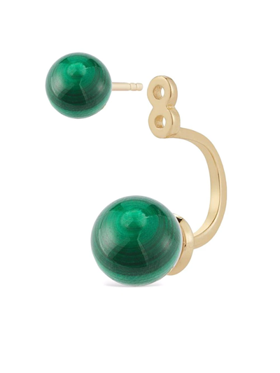 Mateo 14kt Yellow Gold Malachite Ear Jacket Earrings In Gold