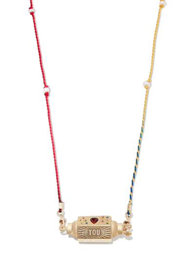 Shop Marie Lichtenberg 14kt Yellow Gold Love You Multi-stone Necklace