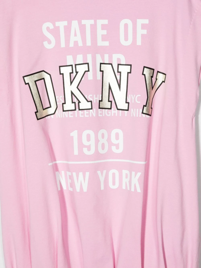 Dkny Pink Branded Graphic Print T-shirt Dress In Pink