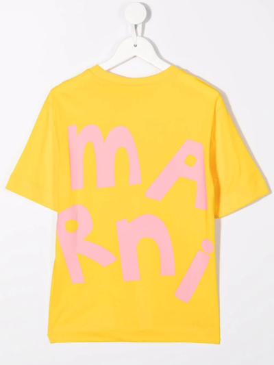 Marni Logo-print Cotton T-shirt In Yellow