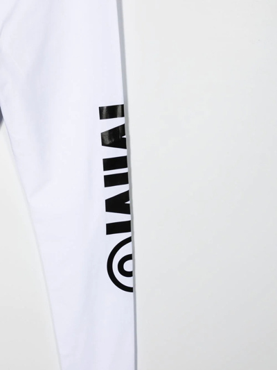 Shop Mm6 Maison Margiela Teen Colour-block Logo-print Leggings In White