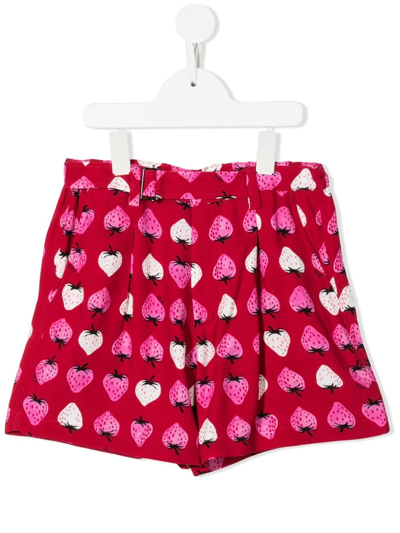 Shop N°21 Strawberry-print Shorts In Red
