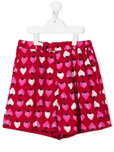 Shop N°21 Teen Strawberry-print Shorts In Red