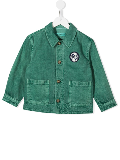 Shop Rejina Pyo Riley Logo-patch Recycled Cotton Jacket In Green