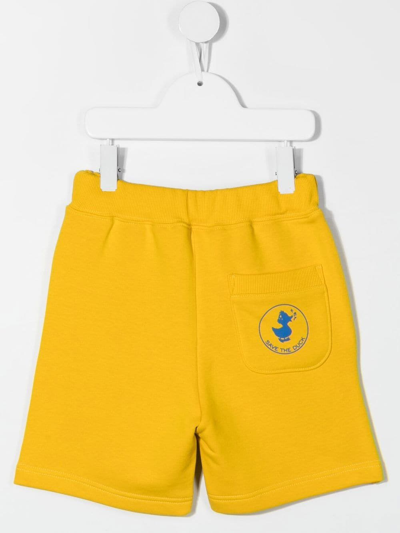 Save The Duck Logo-print Cotton Track Shorts In Yellow