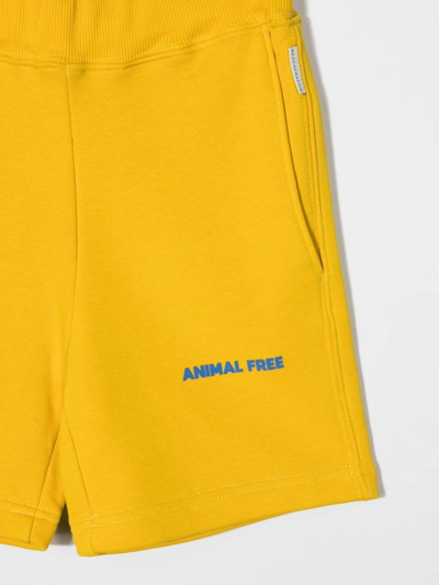 Save The Duck Logo-print Cotton Track Shorts In Yellow
