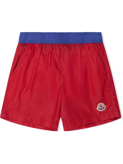 Shop Moncler Logo-patch Track Shorts In Red