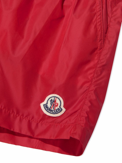 Shop Moncler Logo-patch Track Shorts In Red