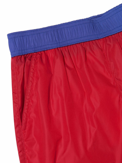 Shop Moncler Logo-patch Track Shorts In Red