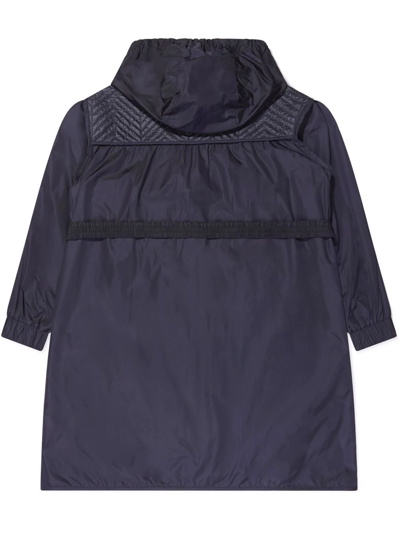 Shop Moncler Quilted Hooded Coat In Blue