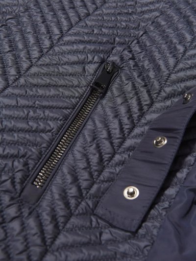 Shop Moncler Quilted Hooded Coat In Blue