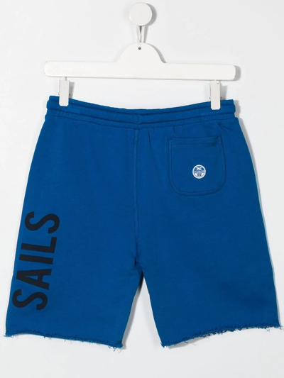 Shop North Sails Teen Logo-print Cotton Shorts In Blue