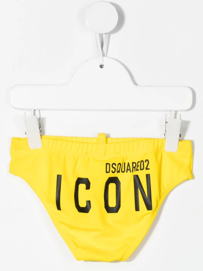 Shop Dsquared2 Logo Print Swimming Trunks In Yellow