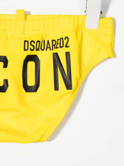 Shop Dsquared2 Logo Print Swimming Trunks In Yellow