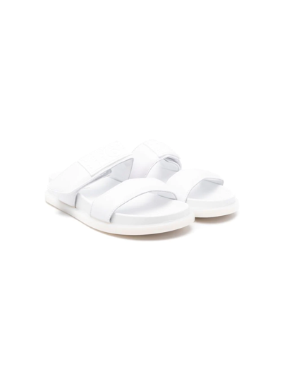 Shop Mm6 Maison Margiela Teen Touch-strap Leather Sandals In White