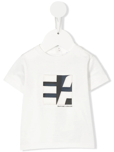 Shop Emporio Armani Embroidered-logo T-shirt In White