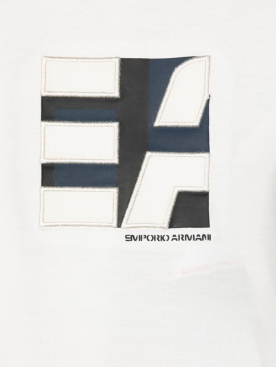 Shop Emporio Armani Embroidered-logo T-shirt In White
