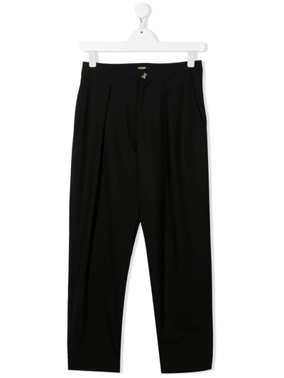 Shop Balmain Teen Straight-leg Pleated Trousers In Black