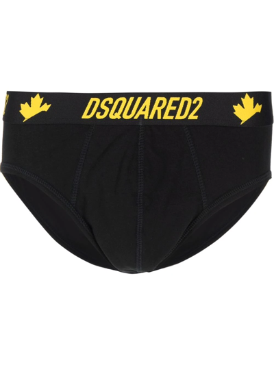 Shop Dsquared2 Logo-waistband Briefs In Black